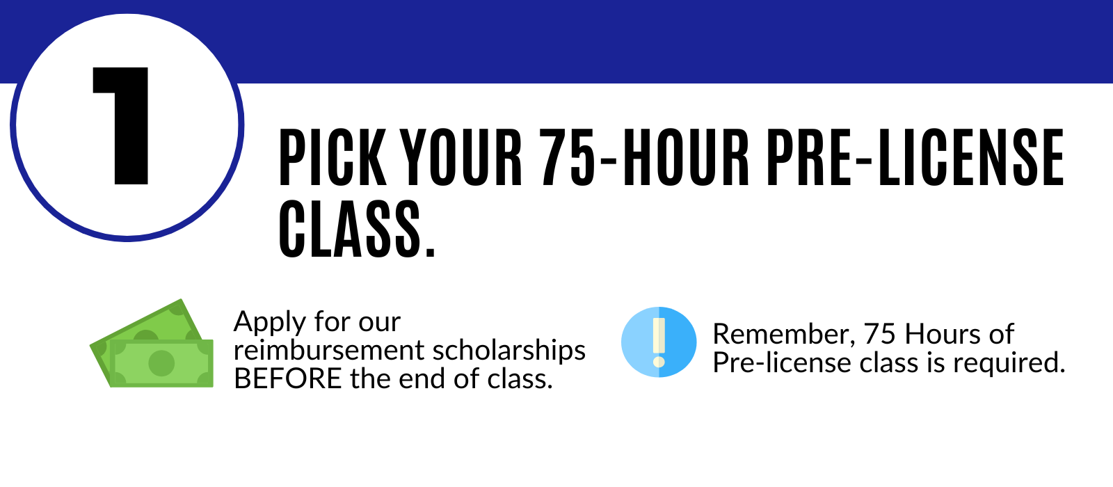 step 1: pick your 75-hour pre-license class